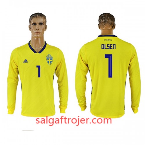 Sverige Fodboldtrøjer Olsen 1 Hjemmebanesæt VM 2018 Langærmet Sverige Fodboldtrøjer Olsen 1 Hjemmebanesæt VM 2018 Langærmet